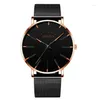 Wristwatches GENEVA Top Brand Mens Watch Simple Ultra Thin Quartz Stainless Steel Mesh Belt Fashion Business Men's Clock Montre Homme