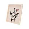 Articles de nouveauté pendentif décoration langue des signes je t'aime en bois artisanat créatif fond mur cadre photo