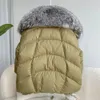 Womens Fur Faux Fur S Super Grande Real Silver Fox Fur Collar Com Manga De Malha Moda Outerwear Inverno Mulheres Casaco Branco Duck Down Jacket 231102