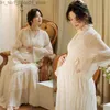 Maternity Dresses Women Photography Props Maternity Dresses White Elegant Perspective Pregnancy Pregant Dress Shoots Photo Clothes Q231102