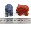 Decorative Figurines 1.6" Bear Statue Natural Stone Carved Crystal Reiki Healing Animal Gemstone Crafts Home Gem Decoration Gifts Wholesale