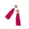 Dangle Earrings Bulk Price Pink Design Long Chain Glass Tassel Crystal Women Bijoux Supplies For Jewelry