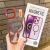 Magnetische penetratie Helder Transparant Valbescherming Telefoonhoesje Beschermende hoesjes Schokbestendig Achterkant Shell voor iPhone 12 13 14 15 Pro Max