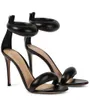 Luxury Women Rossis Bijoux Sandals Shoes Bubble Front Strap Gold Nude Black Calf Leather Party Wedding Gladiator Sandalias Sexy Lady Pumps EU35-43