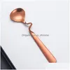 Spoons Tea Coffee Honey Drink Adorable Stainless Steel Curved Twisted Handle Spoon U Handled V Jam Drop Delivery Home Garden Kitchen Dhvem