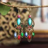 Dangle Earrings Ethnic Hanging For Women Antique Water Drop Jewelry Bohemia Green Stone Long Tassel Jhumka Earings Bijoux