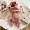 Halsdukar Luxury Solid Cashmere Filt Scarf Warm Pashmina Winter Double Side Diffrent Color Shawl Wraps Bufanda med Tassel Echarpe 231101