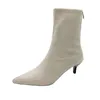 Stövlar 2023 Stretch Fabric Socks Boot Black Shoes Elegant Point Toe Sticking Elastic Ankle For Women 3540 231101