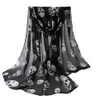 Hela autumn Womens Scarf Girls Skulls tryckt svart lång mjuk halsduk sjal flickor halsduk1218b