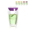 Kubki 450 ml kolorowy silikonowy podwójny szklany biznes z herbatą kubek kreatywny okrągły fi filtra Transparent