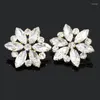 Stud Earrings Korean Style Crystal For Women Sweet 6 Petal Flower Horse Eye Glass Rhinestone Earring Party Jewelry Wedding Gift