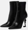 Winter Marke Luxus Opyum Stiefeletten Frauen Schwarz Beige Kalbsleder Spitz Booties Dame High Heel Party Kleid Boot EU35-42