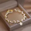 Strand Natural Freshwater Pearl Bracelet Female Fashion Round Bead Jewelry