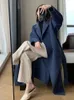 Women's Fur Faux Winter Woolen Long Coat Casual Women Double Breasted Wool Jacket Fall Fashion Korean Ladies Black Clothes 231101