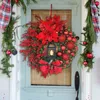 Couronnes de fleurs décoratives Couronne de Noël rouge élégante Champagne Or Couronne de Noël Fenêtre Porte Mur Ornement Décorations 231102