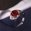 Anneaux de mariage mode rond rouge zircon cubique CZ fiançailles fête déclaration classique promesse bague femmes bijoux fantaisie