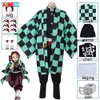 Animecc Adult Kids Demon Slayers Kimetsu No Yaiba Tanjirou Kamado Costume Wig Earingタトゥーステッカーアニメハロウィーンコスプレ