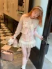Arbeitskleider Französische Modeanzüge Frauen Rosa Süßes Mädchen Bogen Langarm Grat Kurzmantel Hohe Taille Rock Zweiteilige Sets J255