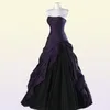 Lila und schwarzes Ballkleid, gotische Brautkleider für Bräute, trägerlos, grau, bodenlang, tatsächliches Bild, Brautkleider, Vestidos de N9411697