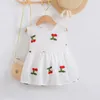 Girl Dresses Summer 2023 Arrivals Girls Sleeveless O Neck Ruffles Print Cherry White Infantil Menina Cute Party Dress Custume 18M-6T