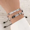 Strang 2 Teile/satz Kristall Perlen Handgemachte Herz Initialen Perlen Charm Brief Armbänder Geburtstag Schmuck Freundschaft Armreif Gewebtes Armband