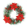 Decorative Flowers Merry Christmas Wreath With Pine Cone Cherry Berries Artificial DIY Home Hanging Ornaments Year Party Decor