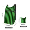 Sacs à provisions Rayures verticales Vert Noir et Jaune Hommes Voyage en plein air Sac de sport Sac à dos étanche avec cordon de serrage Femmes Fitness Sackpack