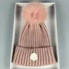 klassieke winter warme muts designer heren muts designer hoed hoge kwaliteit Hoed grof gebreid dik warm Nepbont Pom Mutsen Hoeden Vrouwelijke Motorkap Muts Caps