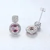 Square Morganite Dangle Küpeler S925 Gümüş Mikro Set Zirkon Tam Elmas Küpeler Avrupa Moda Kadınlar Yüksek Son Küpeler Düğün Partisi Çok Yönlü Mücevher Hediye SPC