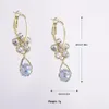 Baumeln Kronleuchter 2023New Retro Mode Blaue Blume Tropfen Ohrringe Einfache Funkelnde Wasser Tropfen Ohrringe für Frauen Schmuck Geschenke