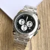 Designer watch men's quartz watch silver stainless steel case 42mm original super quartz electronic movement multifunctional timing sports high-quality watch