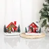 Christmas Decorations Winter Snow Christmas Village Building Santa House Xmas Decoration With Led Glow Desk Building Home Decor Holiday Ornament Gift 231102