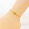 Anklets fina smycken Real 18K Gold Hollow Cylinder Anklet för kvinnor Solid 999 Anklet Chain Engagement Birthday Wedding Presents 231102