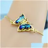 Catena a maglie Versione coreana di ossido cubico Cristallo Farfalla Bracciale regolabile in oro Gioielli femminili Regalo maschile Exq Dhgarden Dhhth