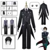 Cosplay Anime Butler Sebastian Michaelis Wig Black Swallowtail Uniform med handskar Halloween Outfits Cosplay