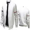 Jaquetas masculinas de manga comprida uniforme de beisebol estilo casual jaqueta à prova de vento malha gola moda slim bomber