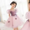 Ethnic Clothing Girls Princess Sequins Wedding Dress Children Kids Elegant Pink Tulle Party Gown Vestidos