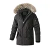 Men's Down Parkas Winter Jackets for Men with Fur Trim Hood Fashion Clothing Thicken Warm Outdoor Adjustable Waist Rope 231102