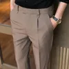 Herrenanzüge 2024 Sommer Casual Hosen Männer Slim Fit Business Kleid Knöchel Länge Streetwear Büro Social Anzug Hose Schwarz Grau Khaki