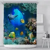 Shower Curtains Straight Marine Animal Digital Printing Curtain Waterproof Polyester Bathroom