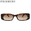 Sunglasses FEISHINI Fashion Letter B Square Luxury Trend Women Retro Narrow Rectangle Brand Ladies Sun Glasses Gafas De Sol