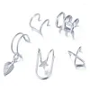 Dos boucles d'oreilles 5 pièces/ensemble oreille manchette feuilles Non-piercing Clips faux Cartilage boucle d'oreille bijoux de mariage pour femmes hommes cadeau