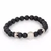 Strand Fashion Bracelet Skull Crown Friendship Bracelets Inlay Pave Zircon Lava Stone Man Jewelry Watch Accessory