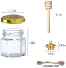 Aufbewahrungsflaschen, Gläser, 20 Stück, sechseckige Mini-Honiggläser aus Glas mit Holzlöffel, goldene Deckel, goldene Bienenanhänger, Jutes, 20 Stück, perfekt für Babypartys 230331