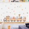 Wall Stickers Nordic Cartoon Animals for Kids Rooms Girls Boys Baby Room Decoration Giraffe Elephant Train Birds Star Wallpaper 231101