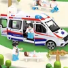 Modèle de voiture moulé sous pression 1 24 Modèle de voiture d'ambulance en alliage Modèle de voiture d'ambulance en métal moulé sous pression Collection de modèles de voiture d'ambulance Simulation sonore et lumineuse Jouets pour enfants Cadeau 231101