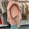 Damesjassen Winter Teddybeerjas Dames Alpacawollen mantel Losse dikke warme echt bont bovenkleding Max camel Teddy Cape Kameelbontjas TD5847 231102