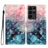 S24 3D PU lederen portemonnee hoesje voor Samsung S24 Ultra S24 Plus Bloem Vlinder Marmer Hart Kat Tape Minnaar Hart Rots Steen Uil Schedel Houder Flip Cover Boeketui