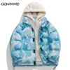 Piumino da uomo Parka da uomo invernale con cappuccio Parka giacche streetwear hip hop tie dye fuzzy soffice cappuccio spesso caldo cappotti harajuku moda casual all'aperto 231101