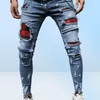 Homens cor pura grade jeans cinza retalhos designer hip hop calças fino ajuste elástico estilo hiphop lápis 2204088989106